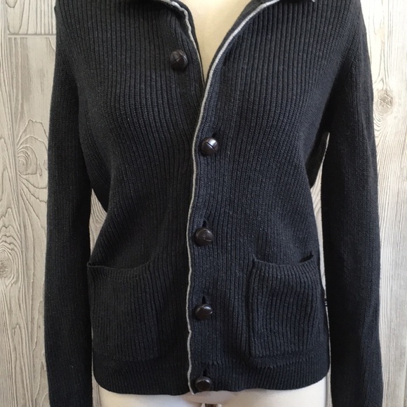 Nautica Gray Cardigan Sweater Mock Neck Button Up Small - Picture 3 of 9
